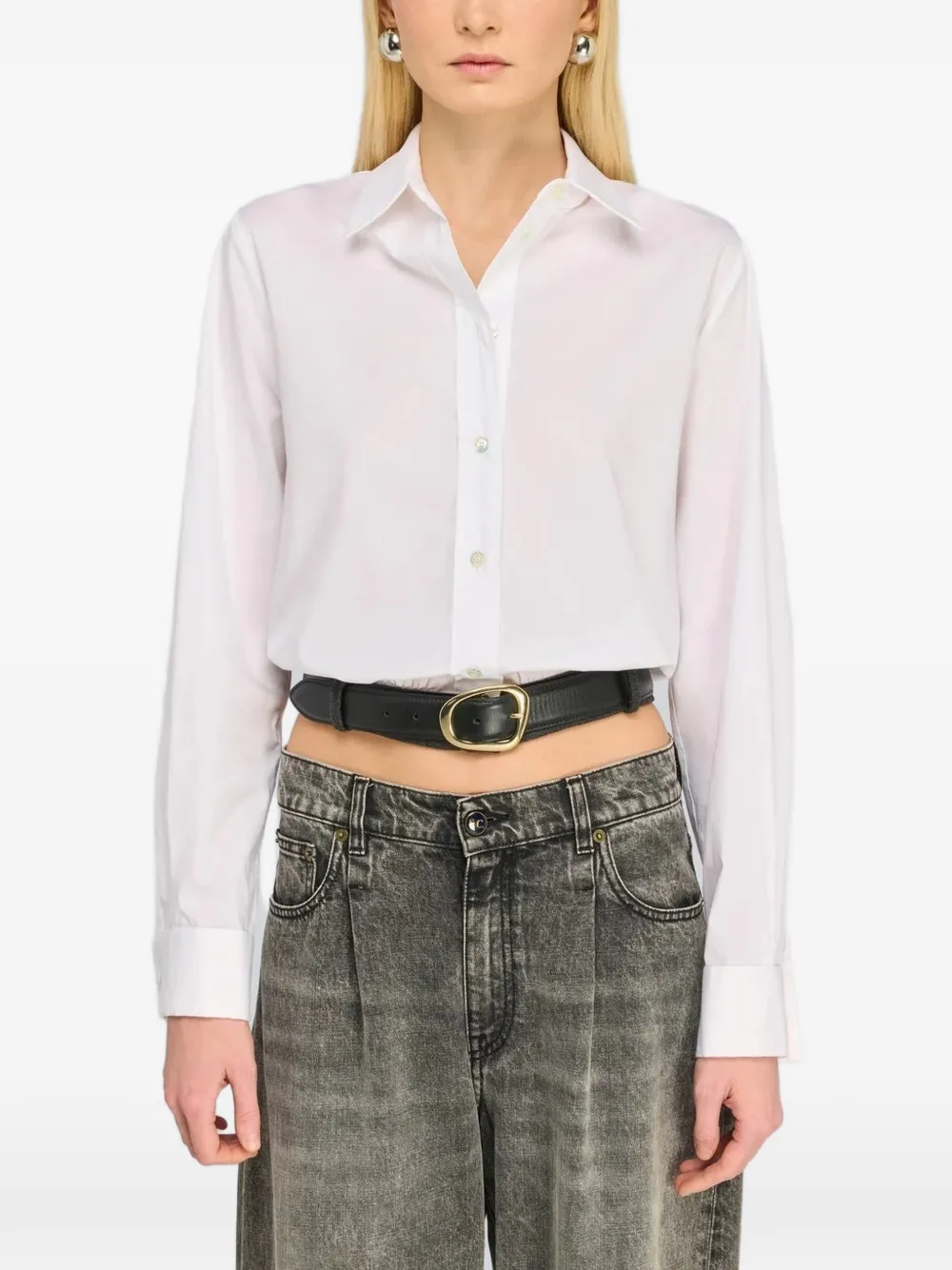Semicouture Gilberta cropped blouse met contrasterende zoom Wit