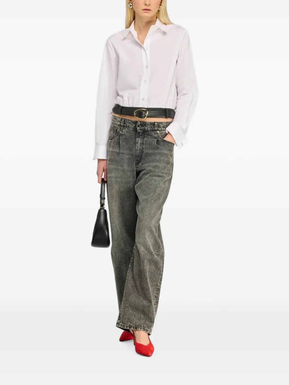 Semicouture Gilberta cropped blouse met contrasterende zoom Wit