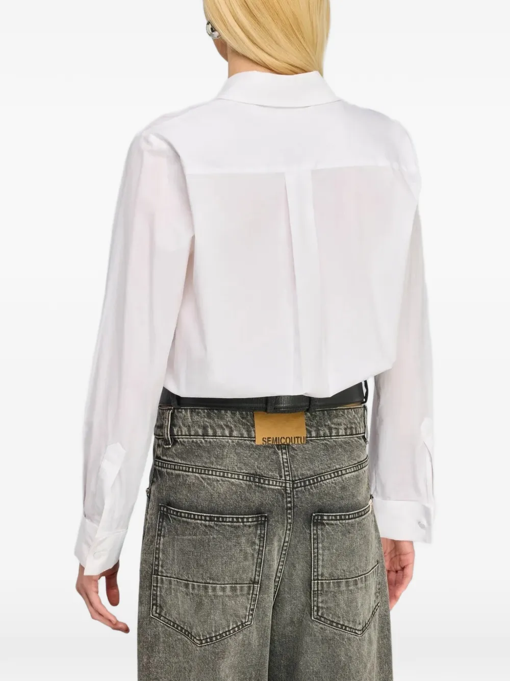 Semicouture Gilberta cropped blouse met contrasterende zoom Wit