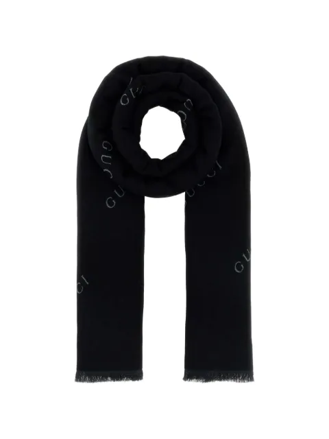 Gucci logo-print frayed scarf