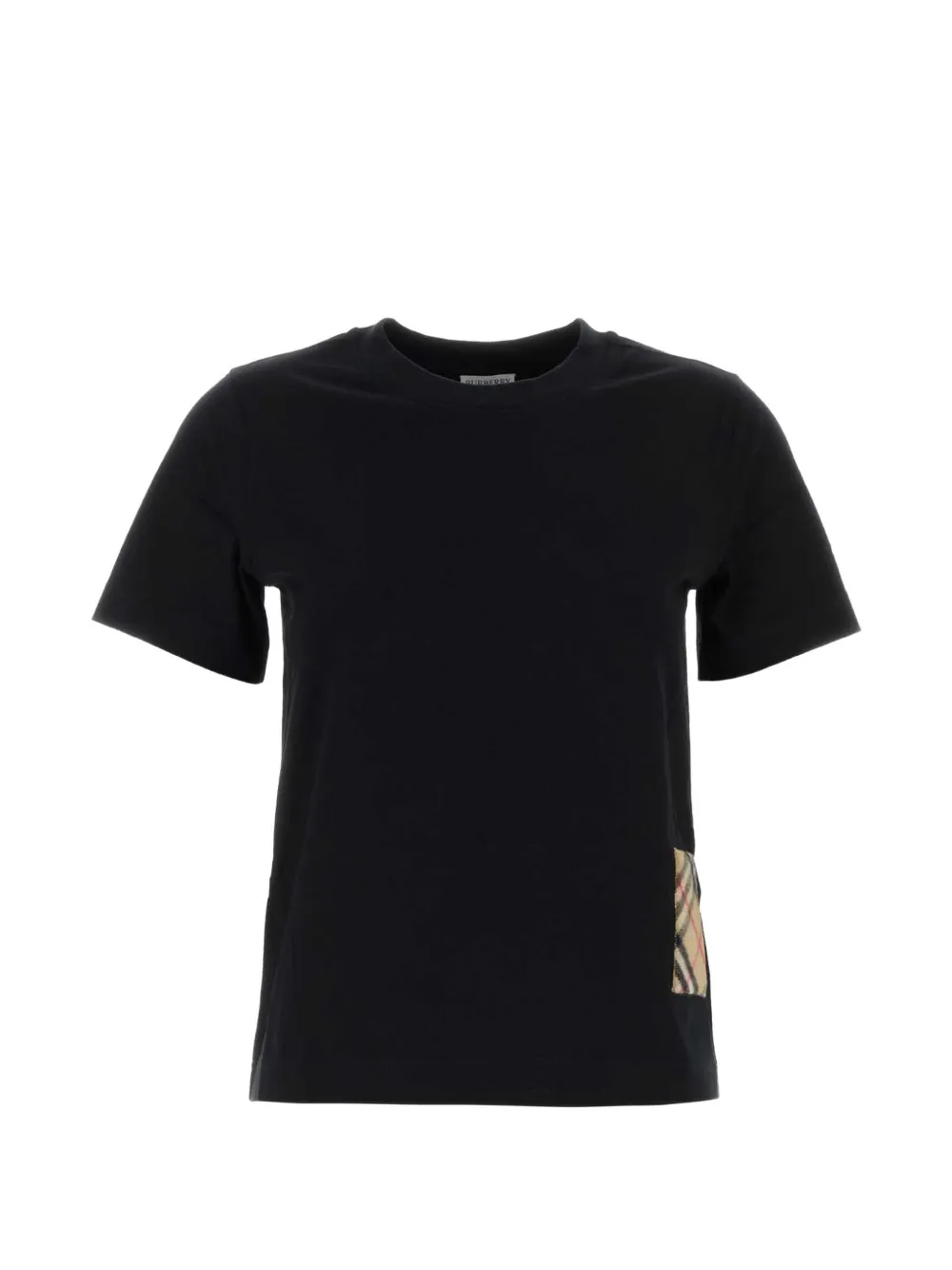 Burberry Check cashmere patch cotton T-shirt - Nero