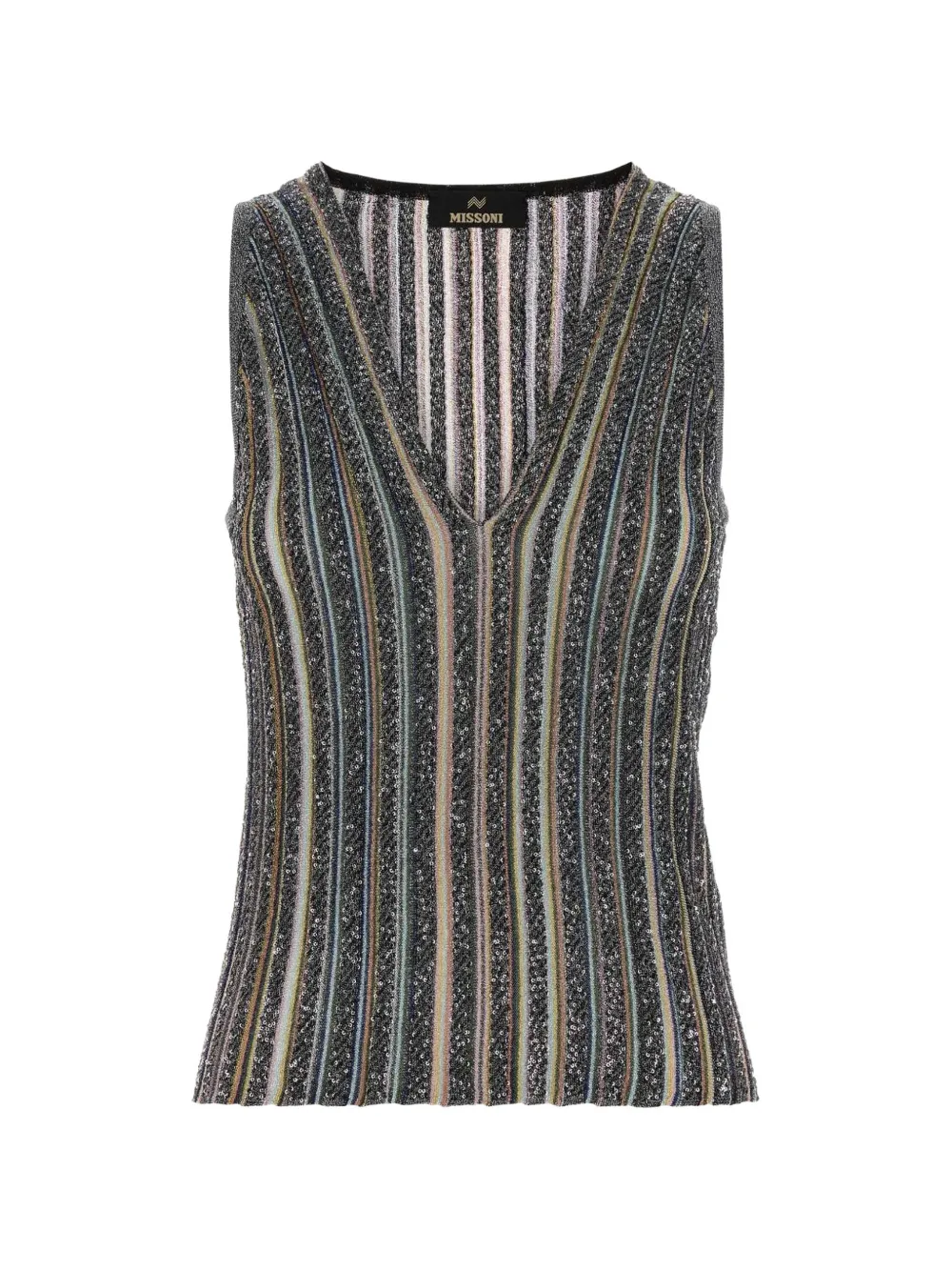 Missoni ribbed top with sequins and V-neck - Nero