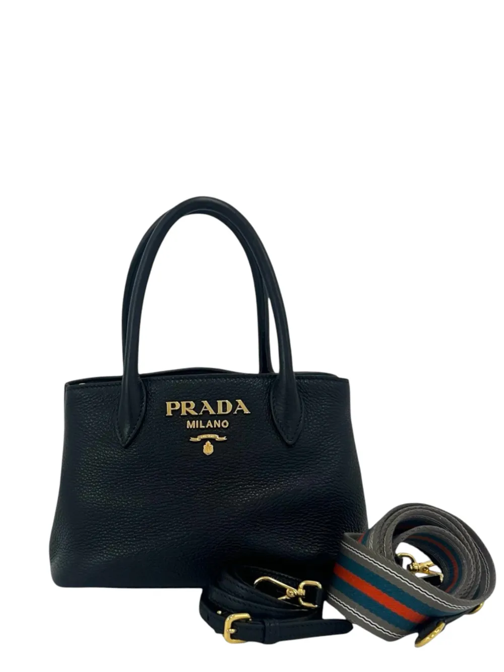 Prada Pre-Owned 2010-2026 Vitello Daino Zip Top Dual Strap Convertible Tote satchel - Nero