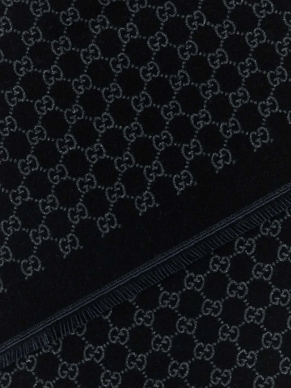 Gucci GG Supreme sjaal met franje Zwart