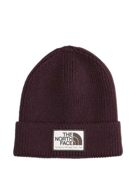 The North Face logo-patch ribbed beanie hat