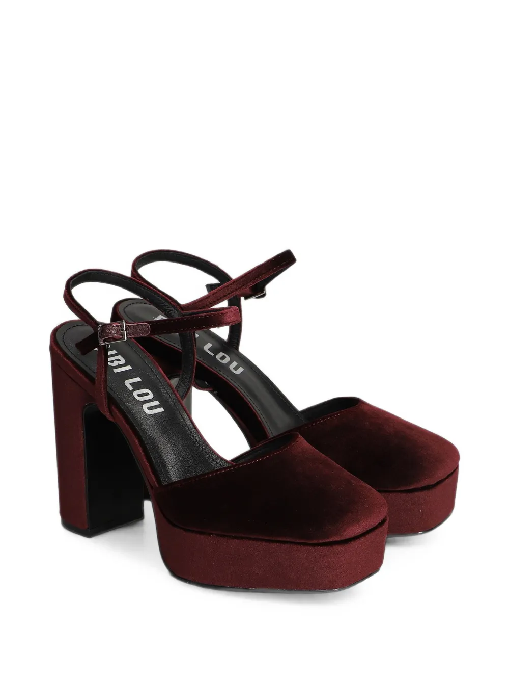 Bibi Lou velvet square-toe heeled pumps Rood