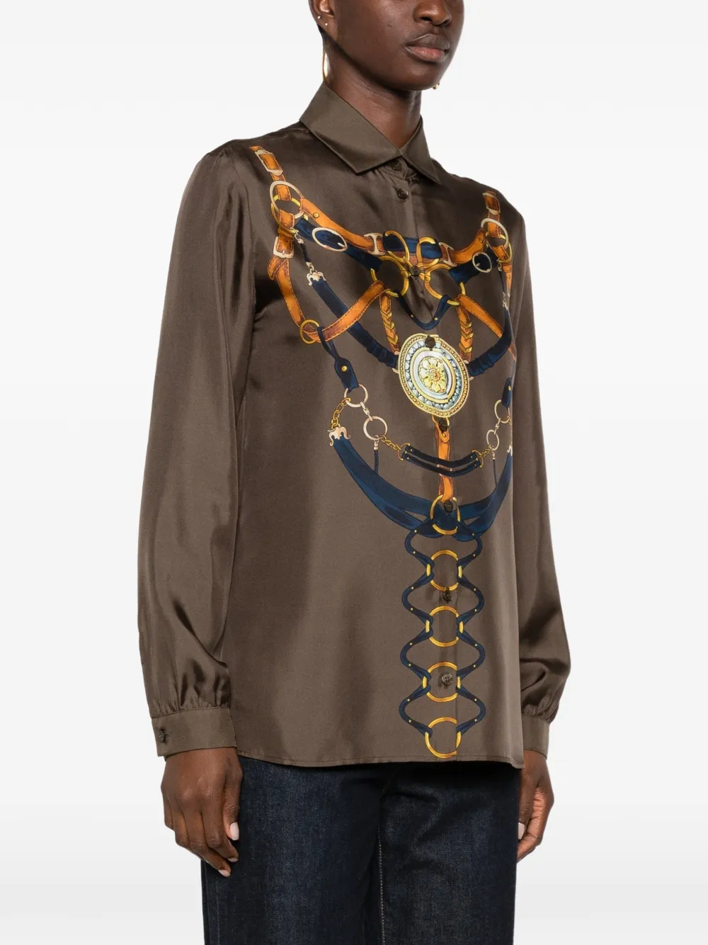 ETRO Zijden blouse met print Bruin