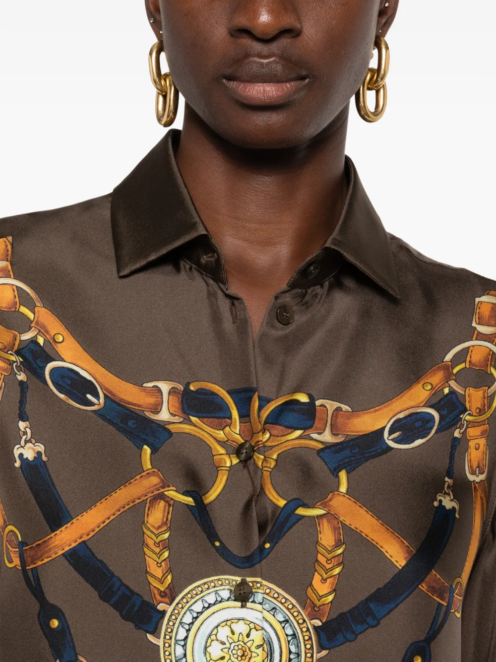ETRO Zijden blouse met print Bruin