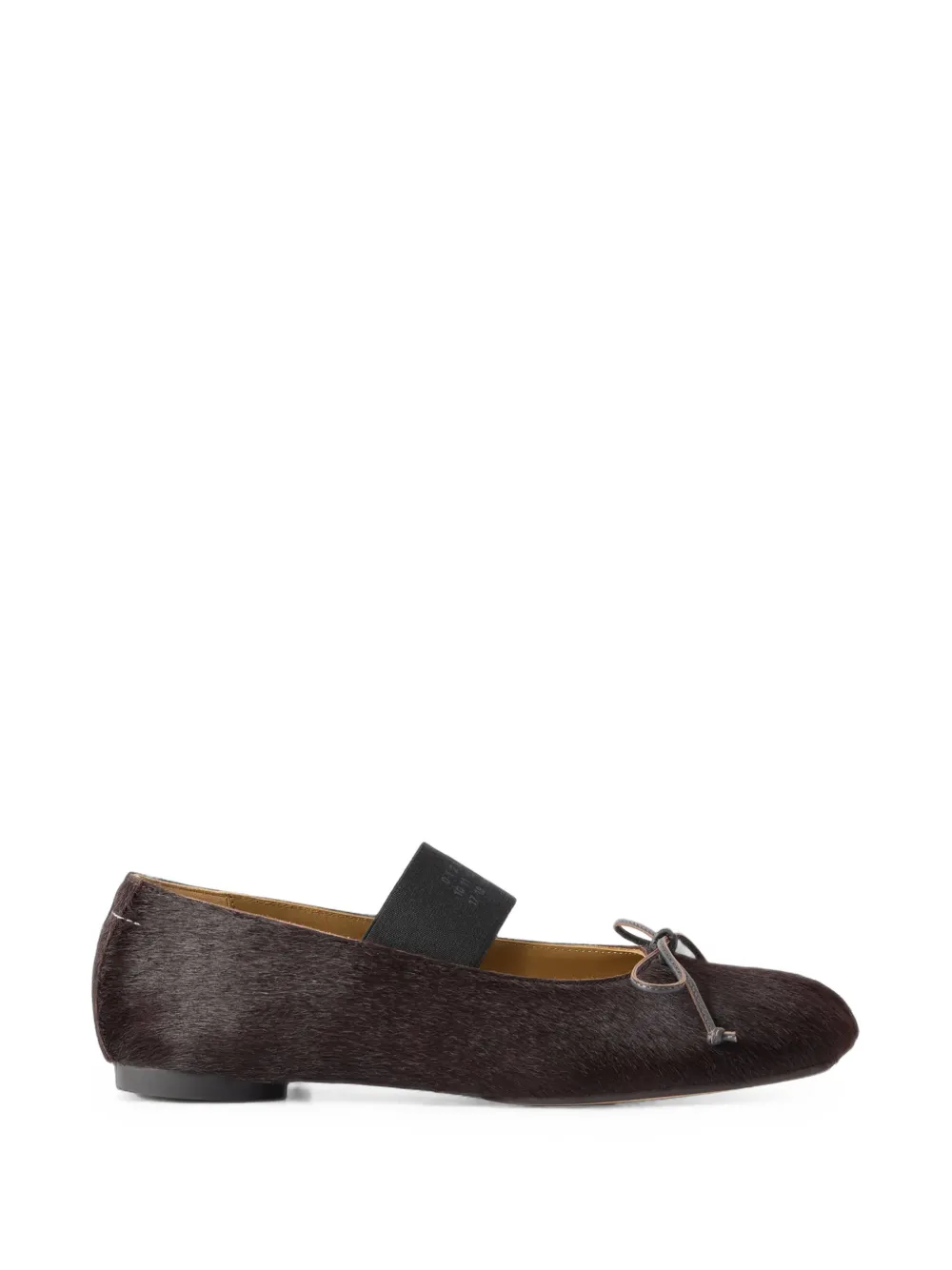 MM6 Maison Margiela calf-hair bow-detail ballet flats - Marrone