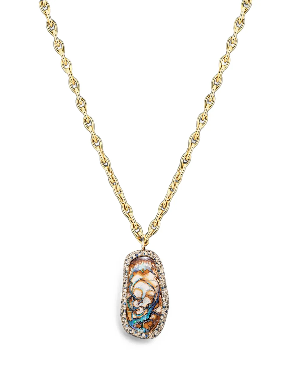 Goshwara Halskette mit Diamant- und Saphiranhänger - Gold