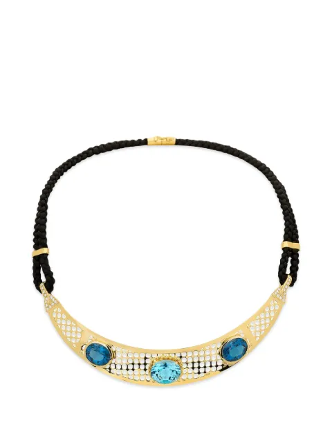 Carol Kauffmann topaz and diamond net choker necklace