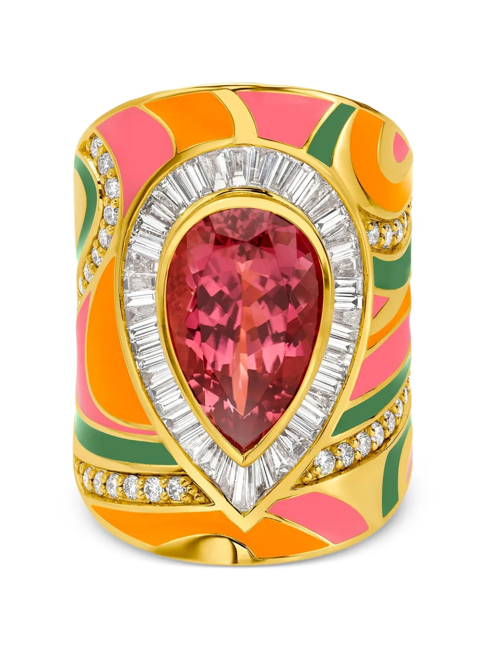 Buddha Mama Gewickelter Miami Swirl Ring Mit Turmalin Und Diamant In Gold