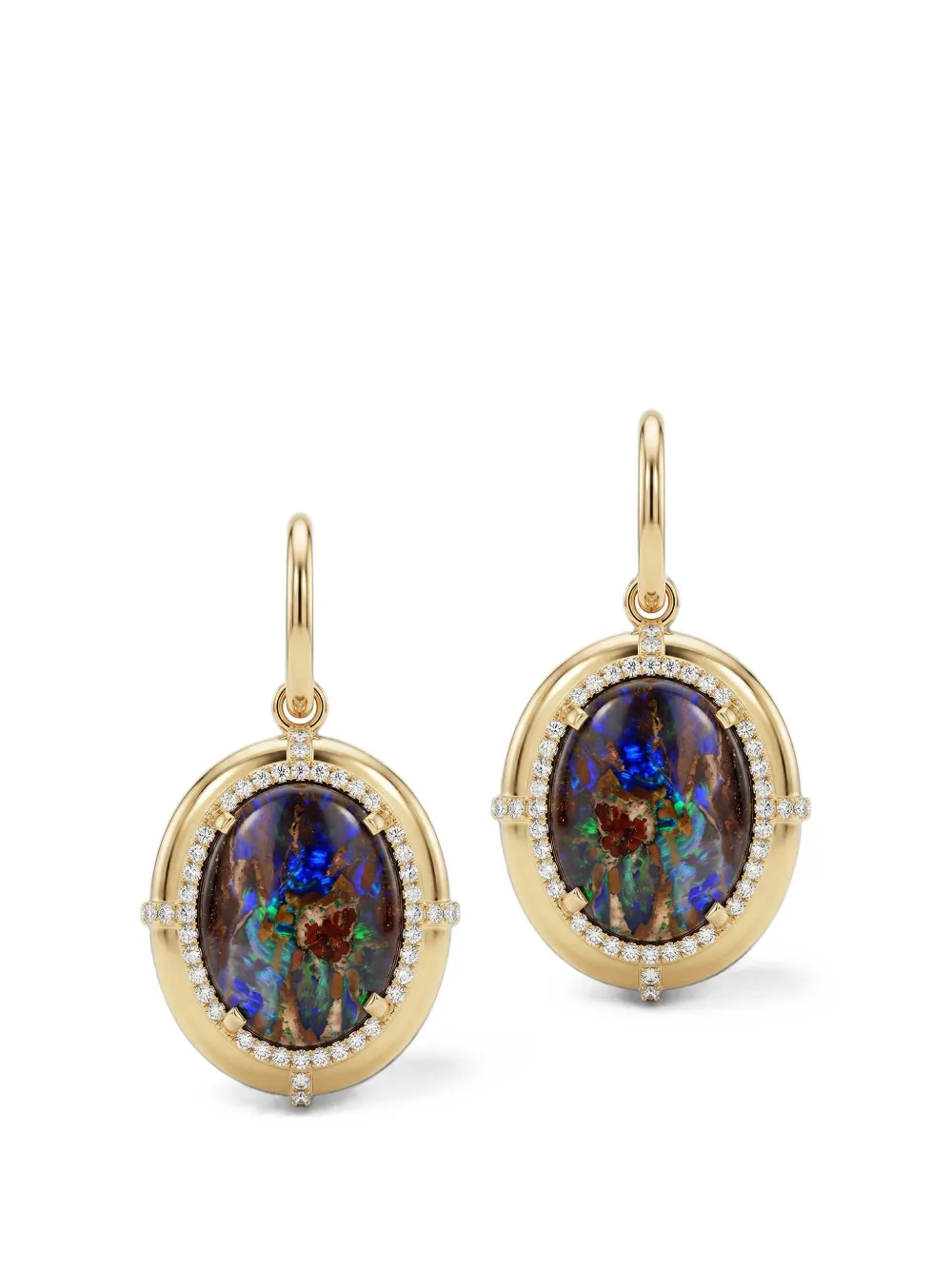 Goshwara opal and diamond medallion earrings · OS