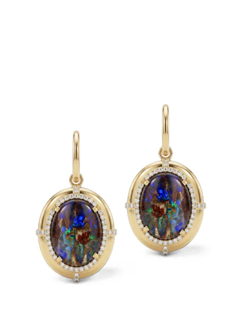 Goshwara opal and diamond medallion earrings