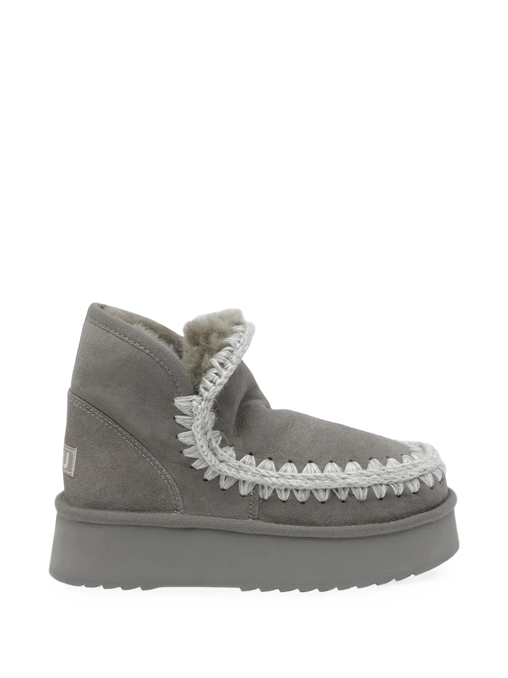 Mou Crochet-trim Sheepskin Platform Snow Boots In Multi