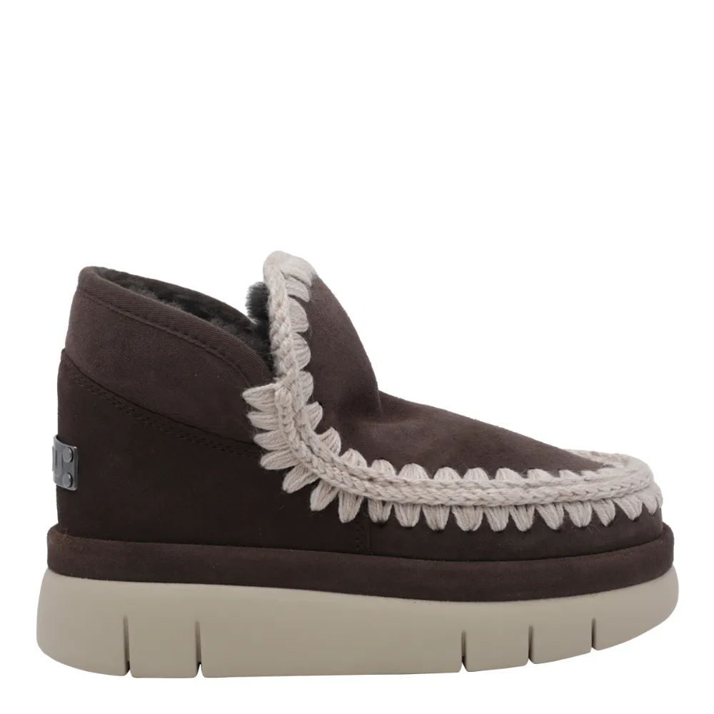 Mou Eskimo Bounce crochet-trim platform ankle boots