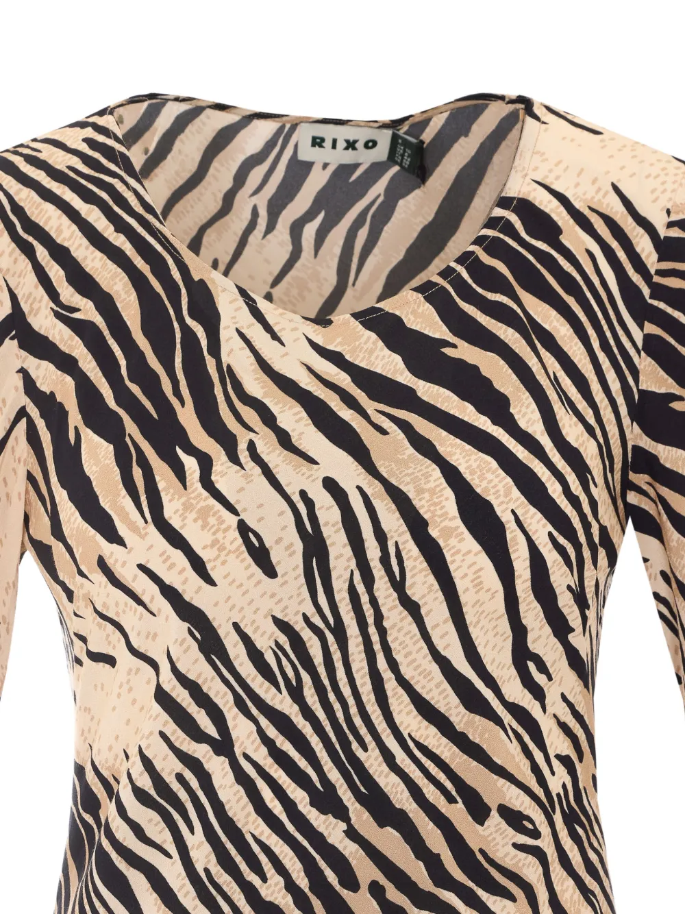 Rixo Amal tiger-pattern maxi dress Beige