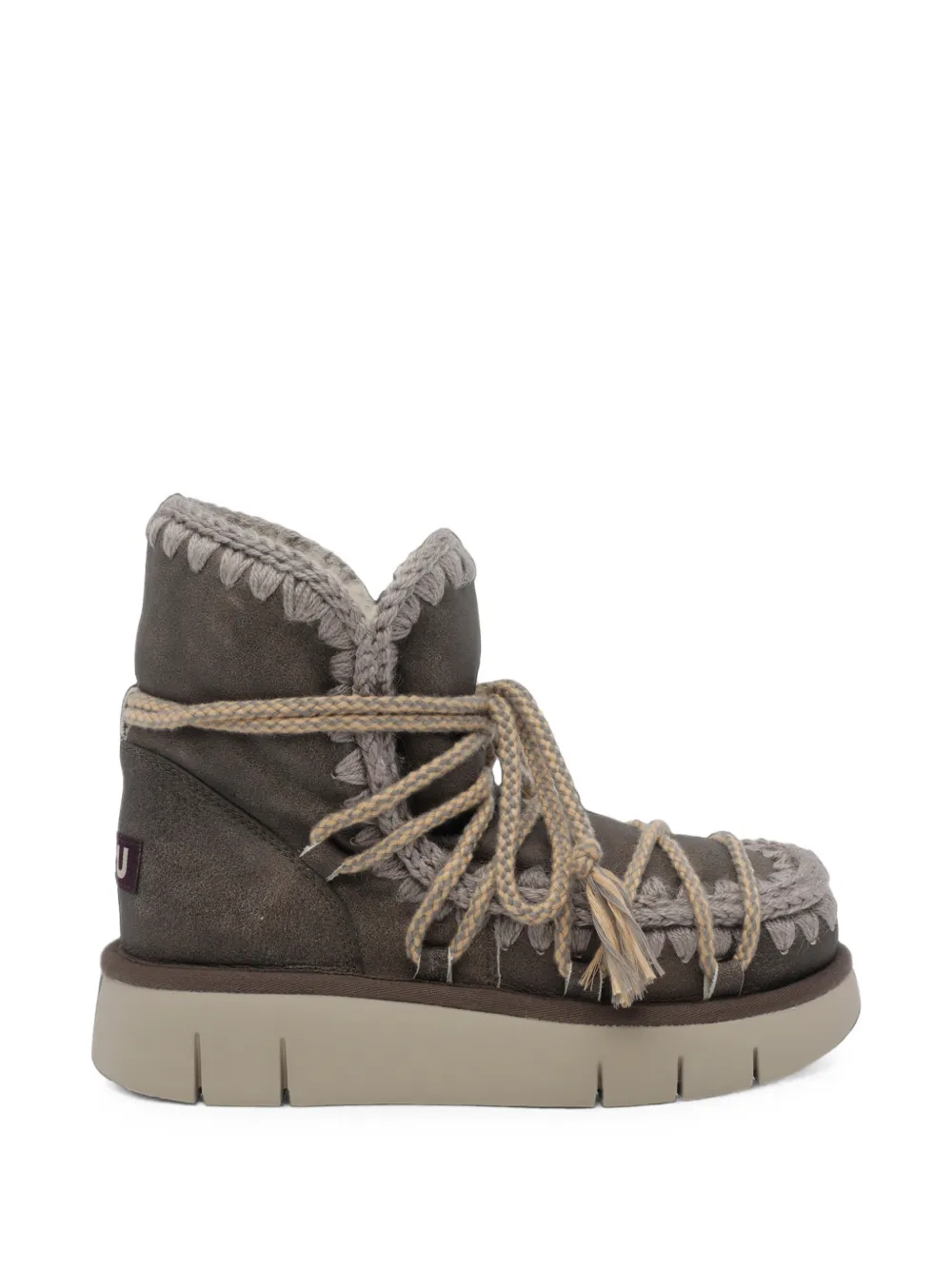 Mou Eskimo crochet-trim lace-up boots