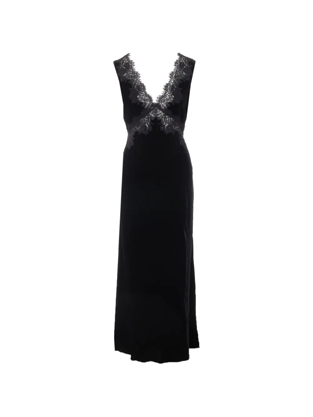 Rixo Lysandra lace-trim velvet midi dress - Noir Rixo Lysandra lace-trim velvet midi dress - Noir