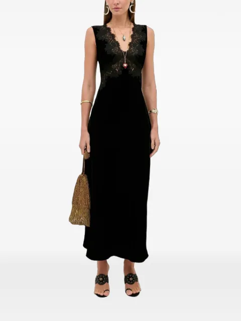 Rixo vestido midi Lysandra con ribete de encaje