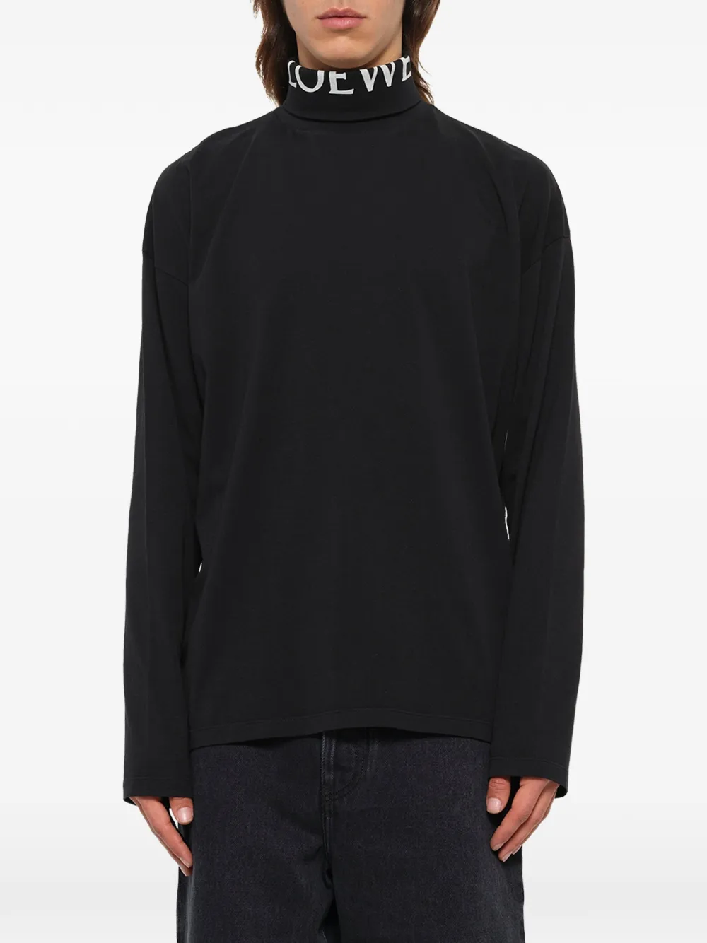 LOEWE logo-print high-neck long-sleeve T-shirt Zwart