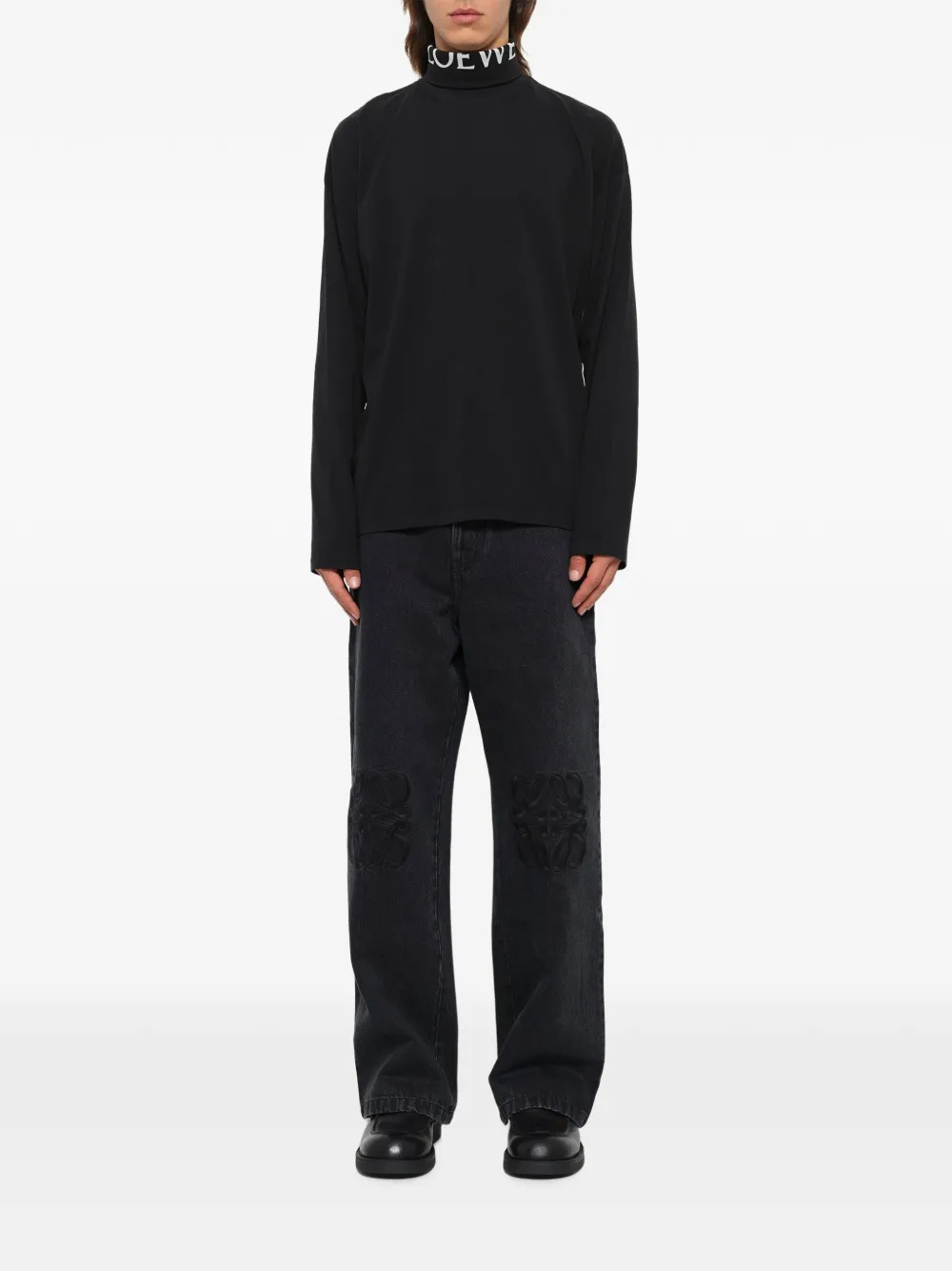 LOEWE logo-print high-neck long-sleeve T-shirt Zwart