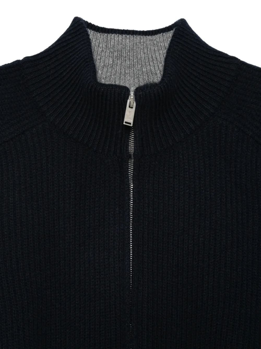 Lardini ribbed-knit zip-up cardigan Blauw