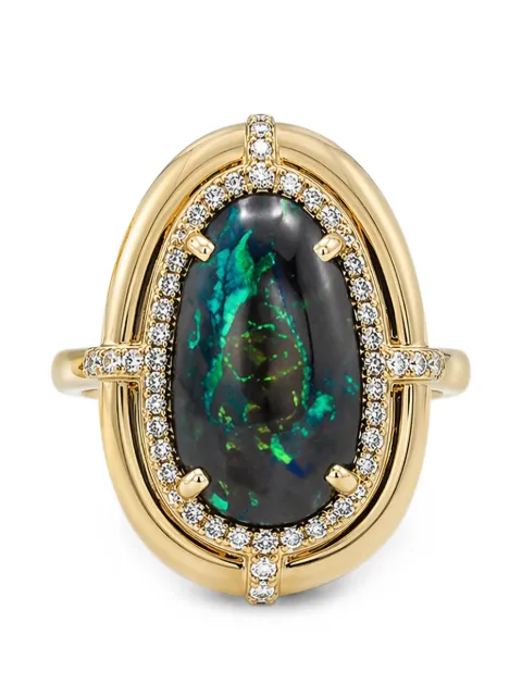 Goshwara opal diamond medallion ring