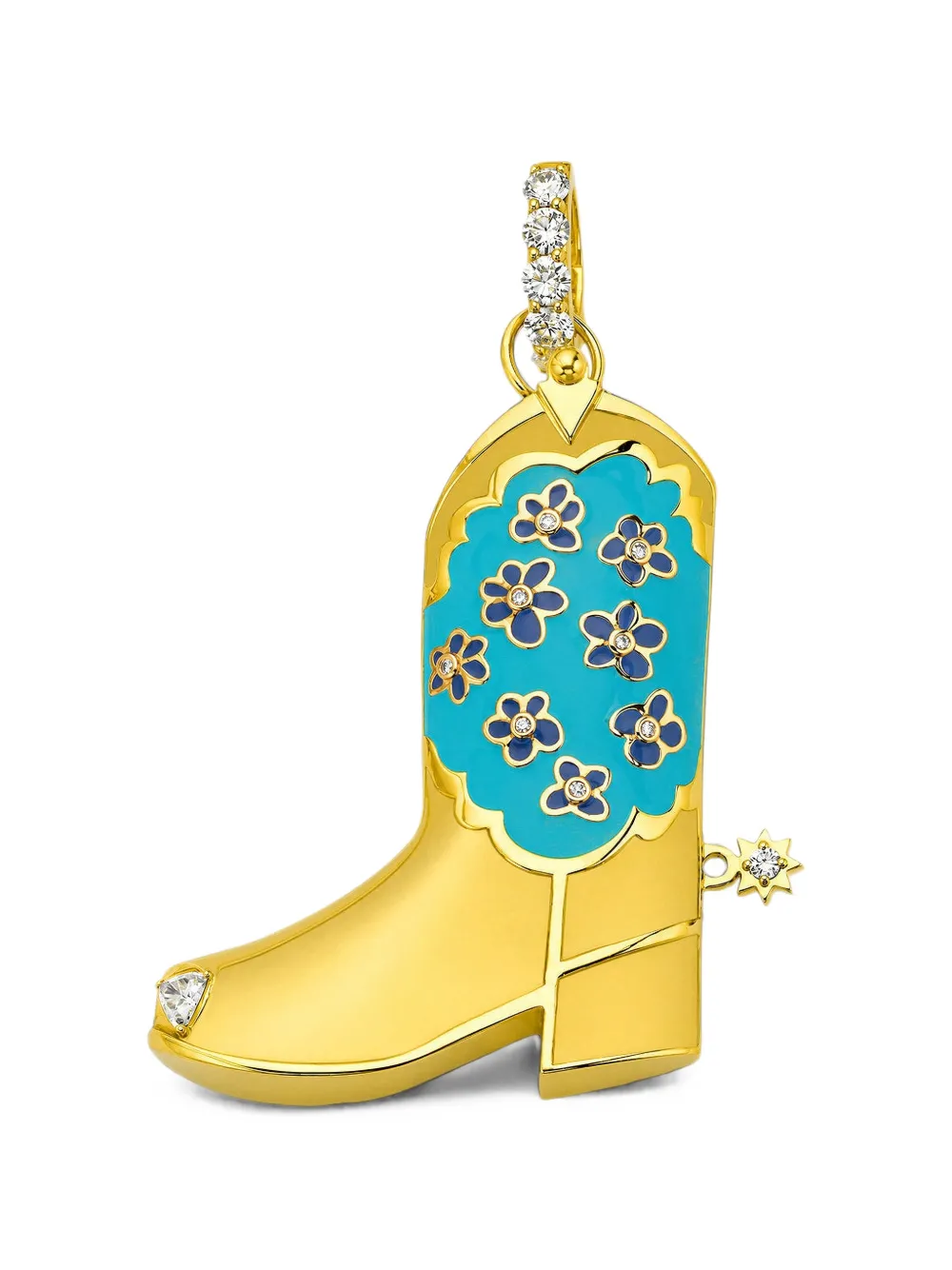 Buddha Mama Cowgirl Stiefelanhänger Mit Diamant In Gold