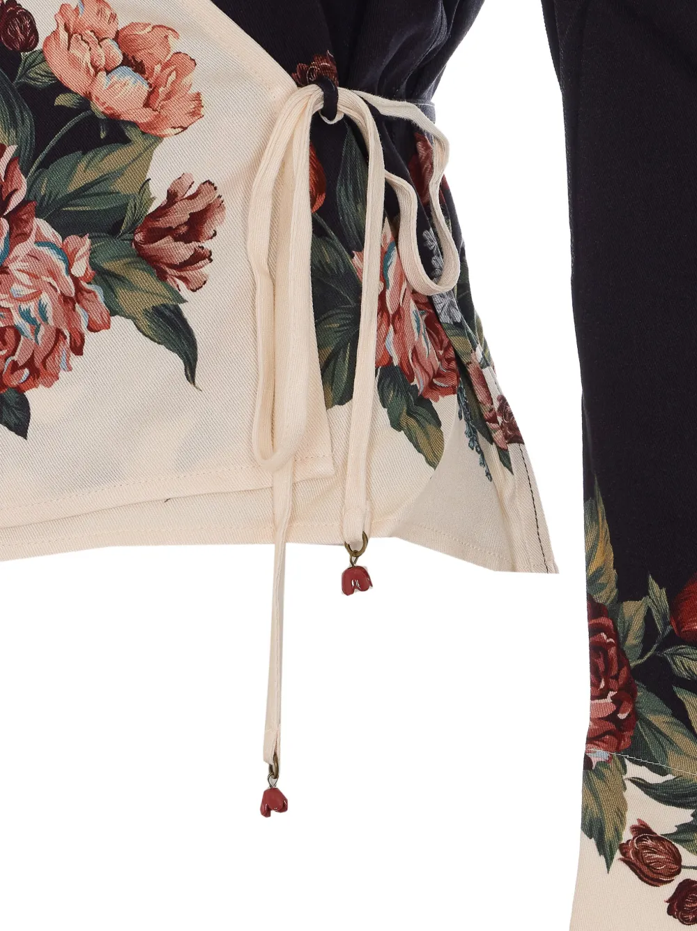 FARM Rio Winter wikkelblouse met bloemenprint Zwart