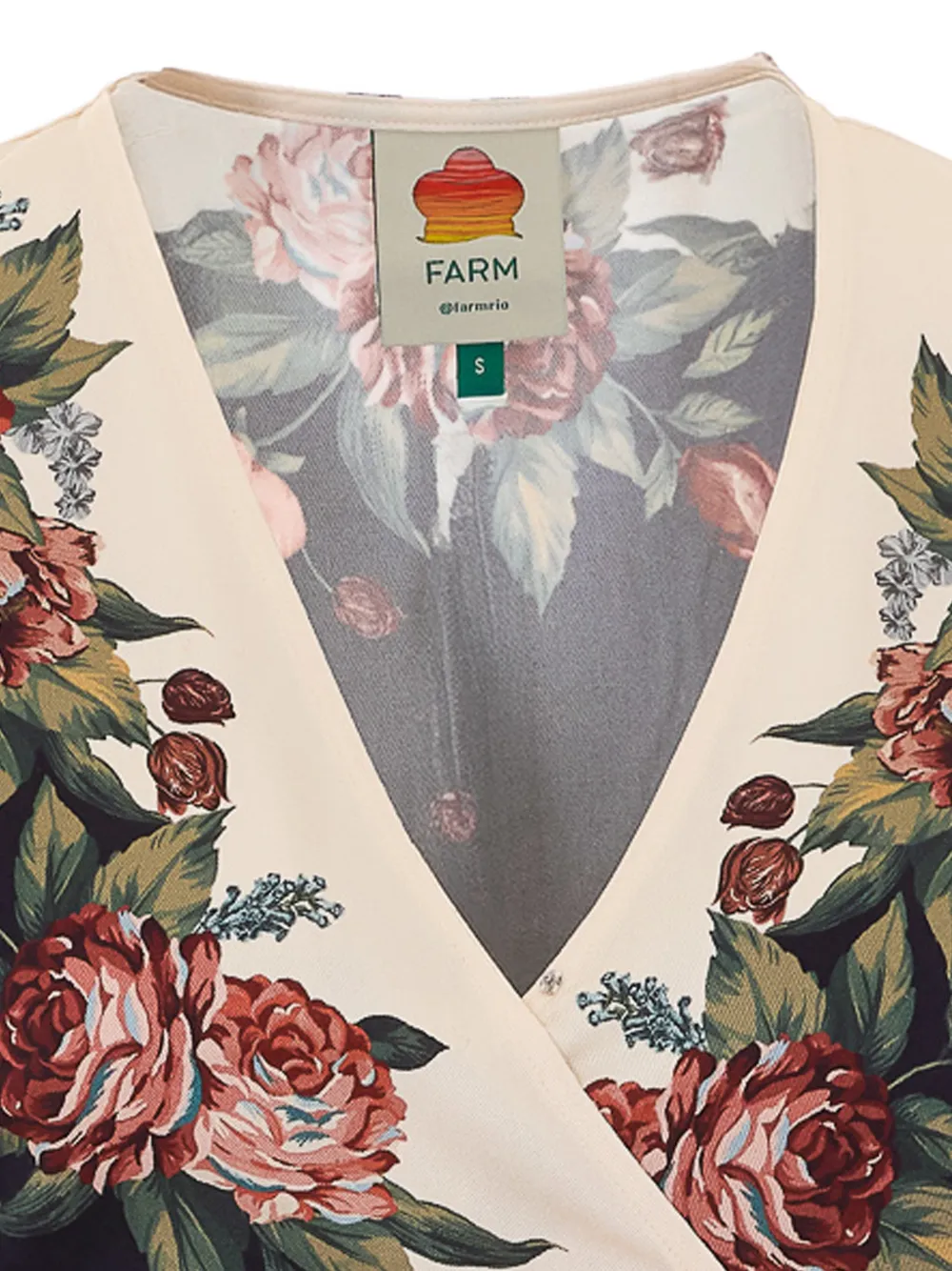 FARM Rio Winter wikkelblouse met bloemenprint Zwart
