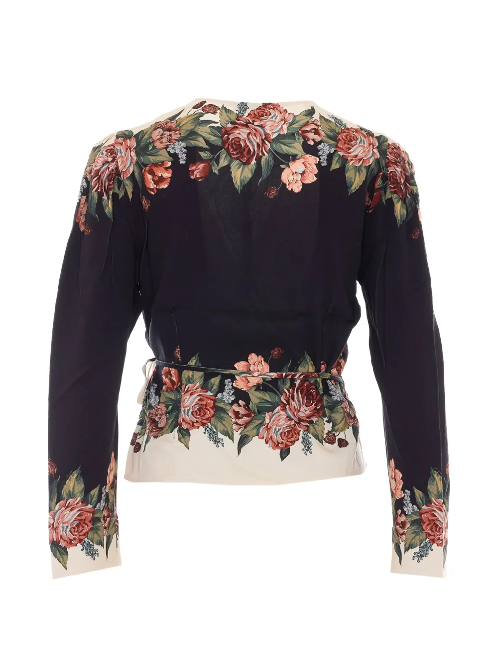FARM Rio Winter wikkelblouse met bloemenprint Zwart