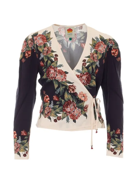 FARM Rio Winter floral-print wrap-style blouse