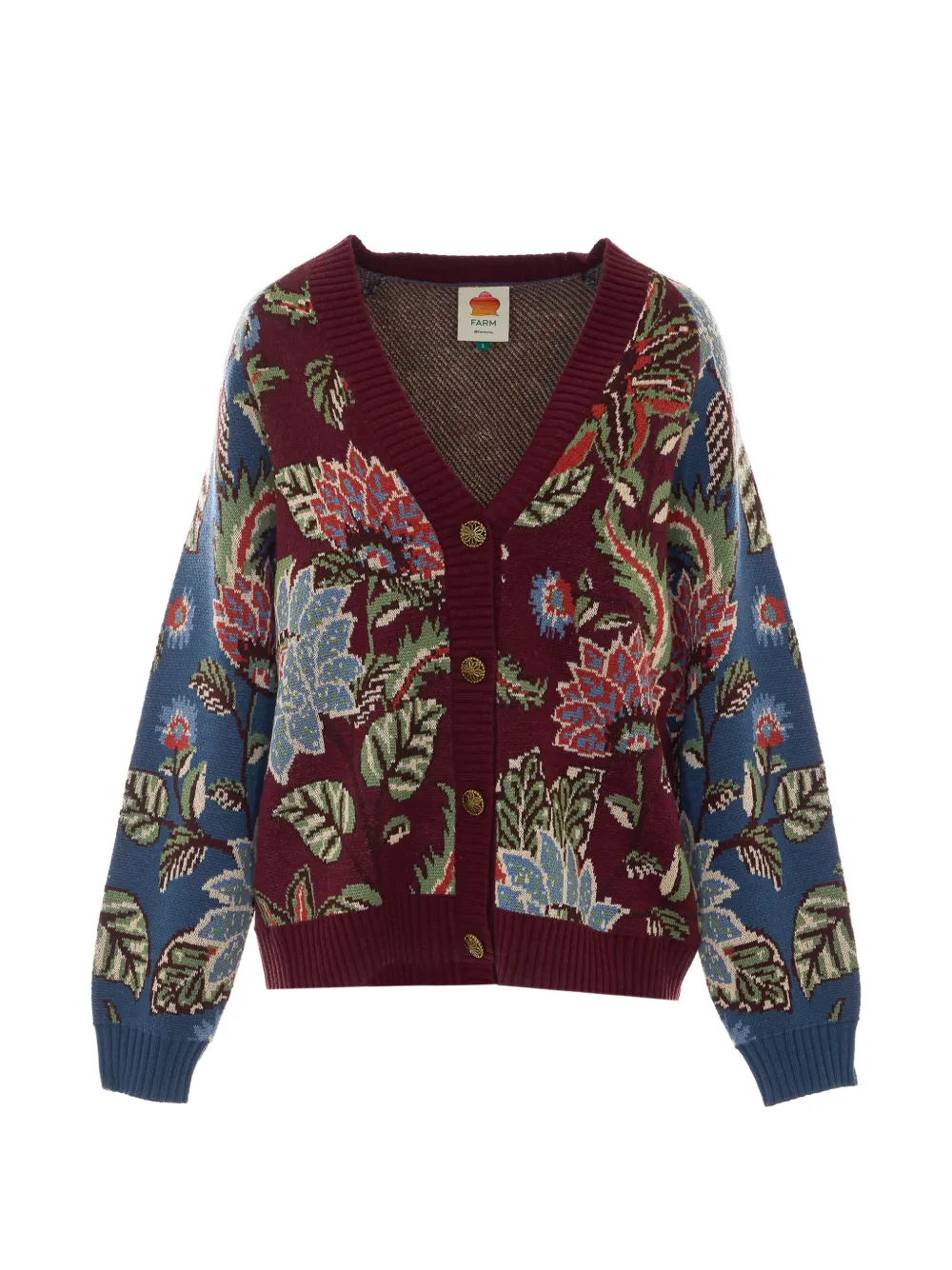 FARM Rio floral-intarsia V-neck cardigan