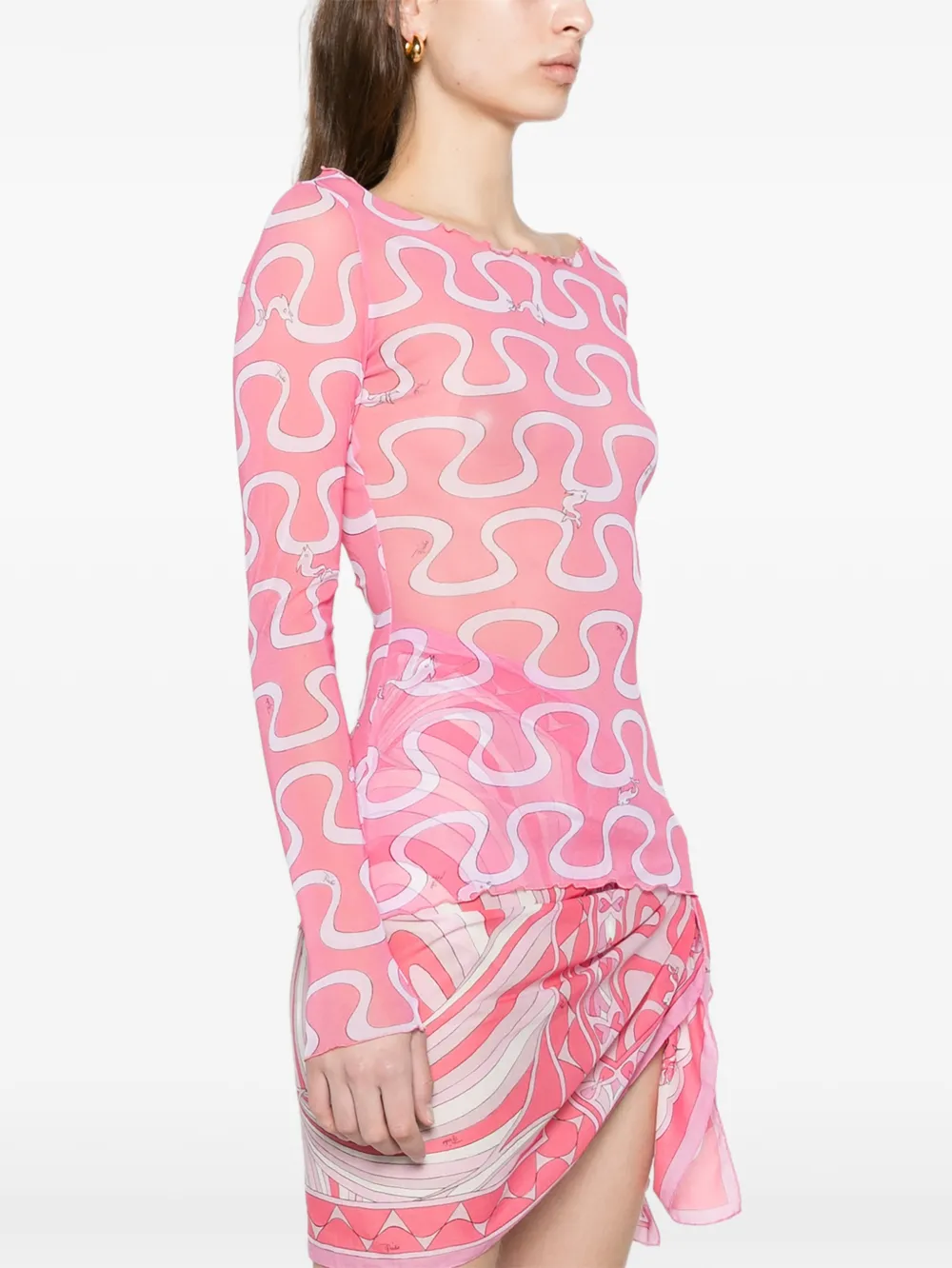 PUCCI print tulle top Roze