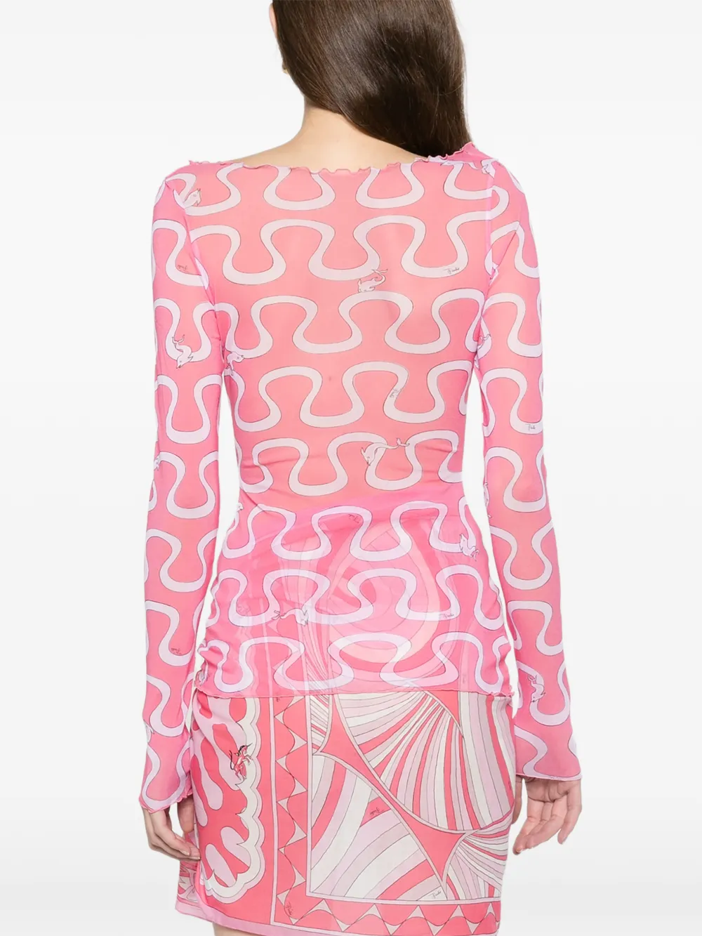PUCCI print tulle top Roze