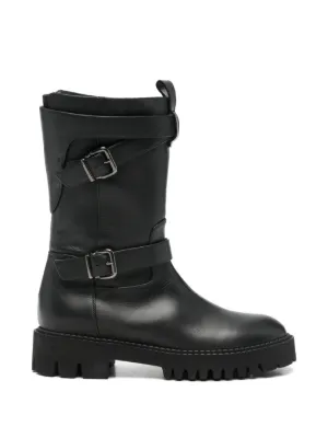 Dolce & Gabbana Studded Leather Combat Boots | Black | FARFETCH