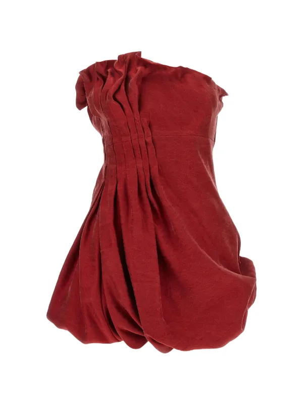 red asymmetrical mini dress Magda Butrym Pleated | Size:US 12 / UK 16 / EU 42 Momyknows Chic Dark Blue length hem Teal