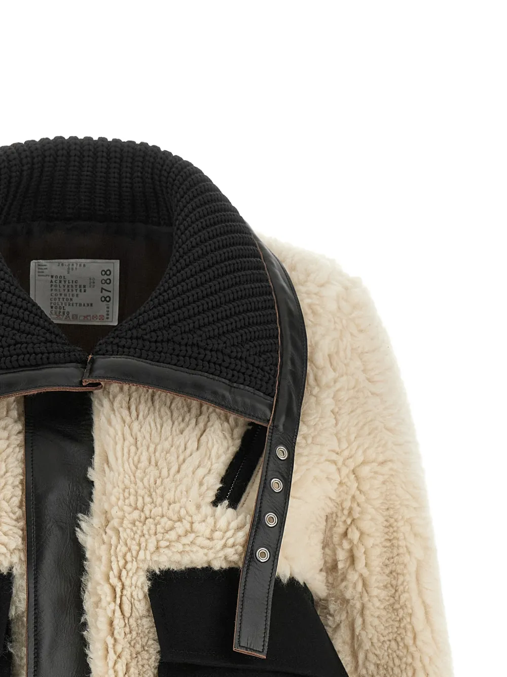 sacai Ribgebreid jack met lammy-effect Beige