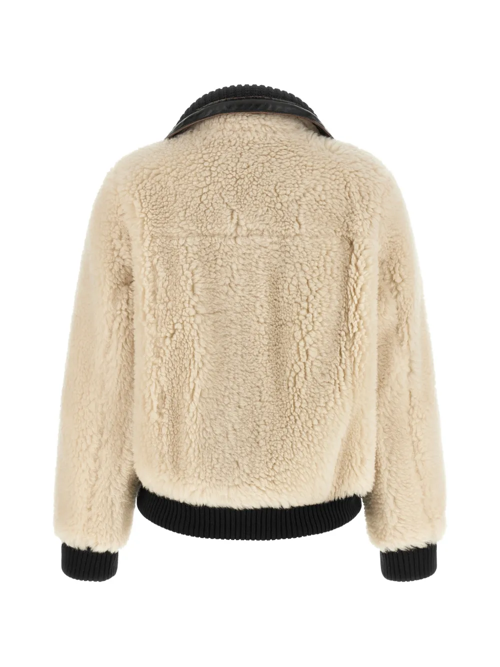 sacai Ribgebreid jack met lammy-effect Beige
