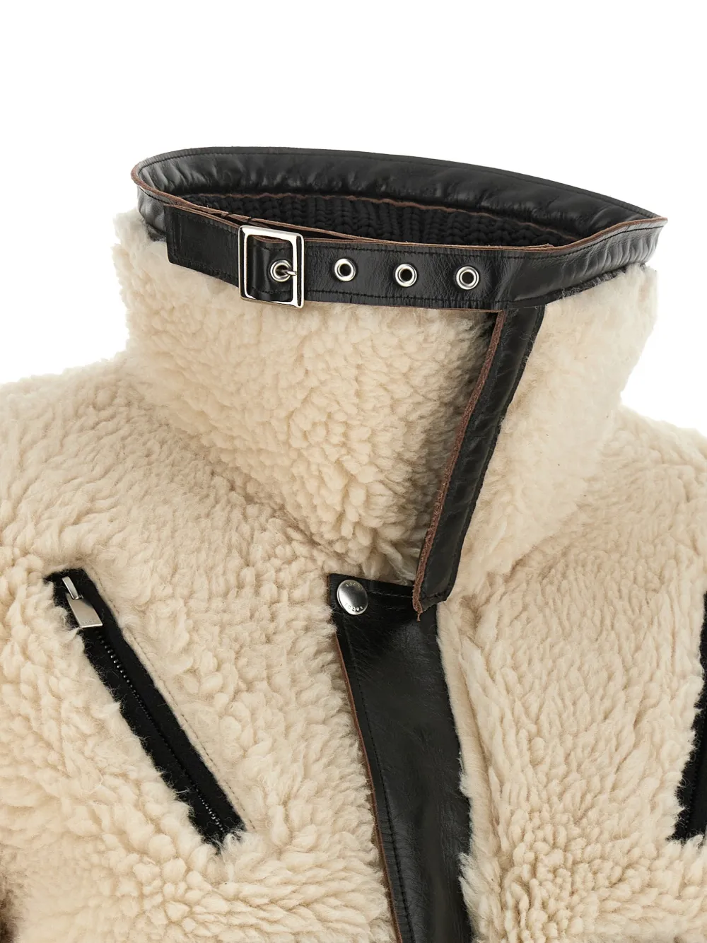 sacai Ribgebreid jack met lammy-effect Beige