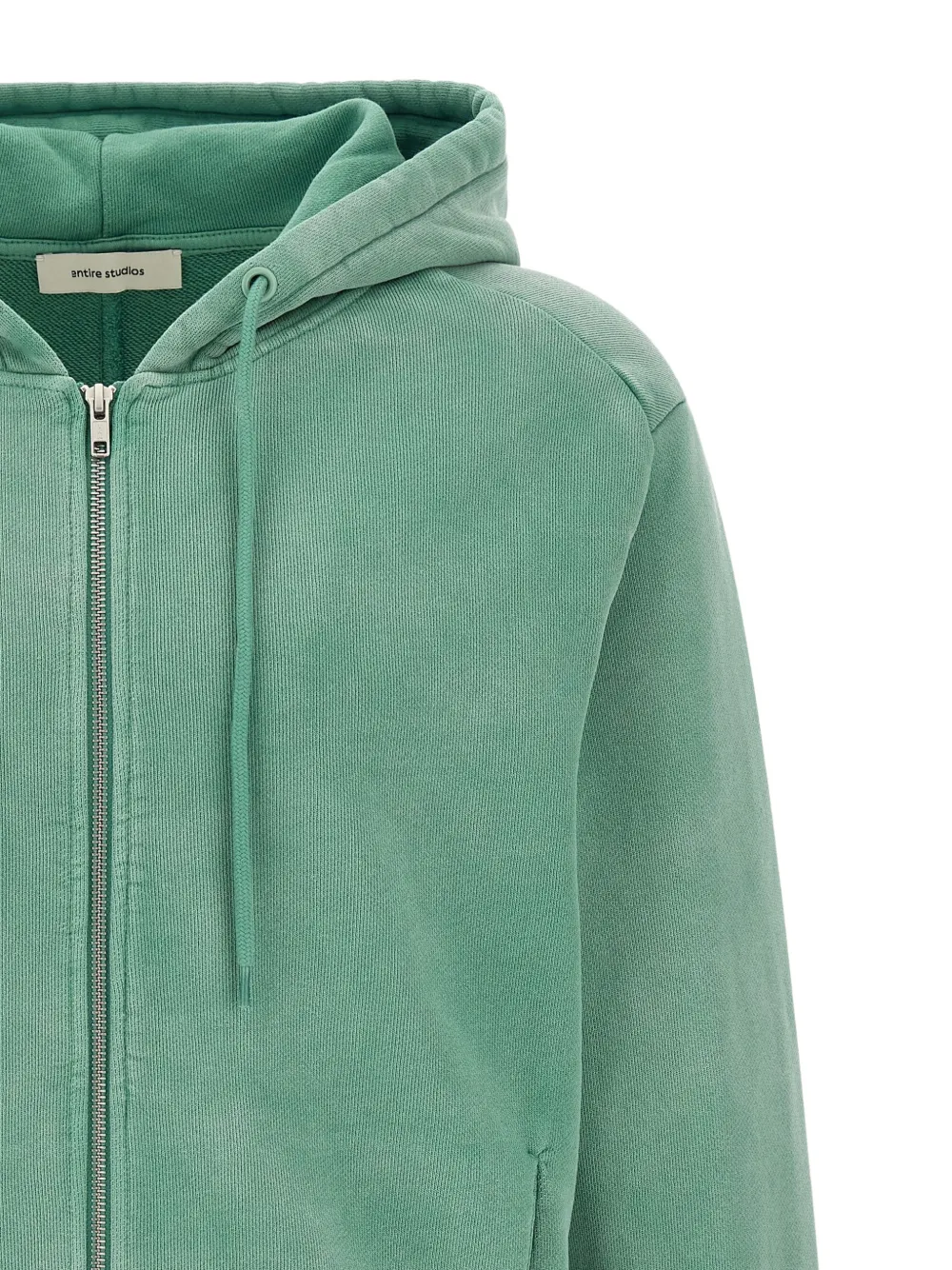 ENTIRE STUDIOS Slim-fit hoodie met rits en geverfde afwerking Groen