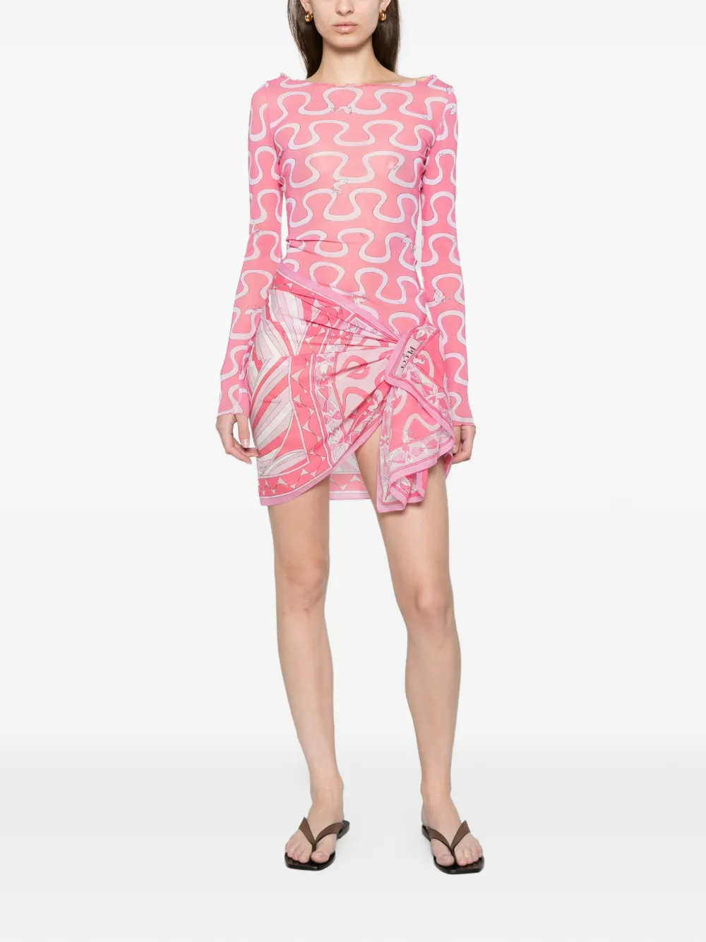 PUCCI abstract-print cotton skirt Roze
