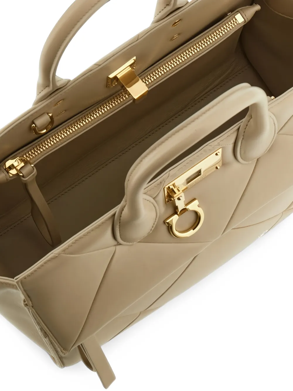 Ferragamo Leren shopper Beige
