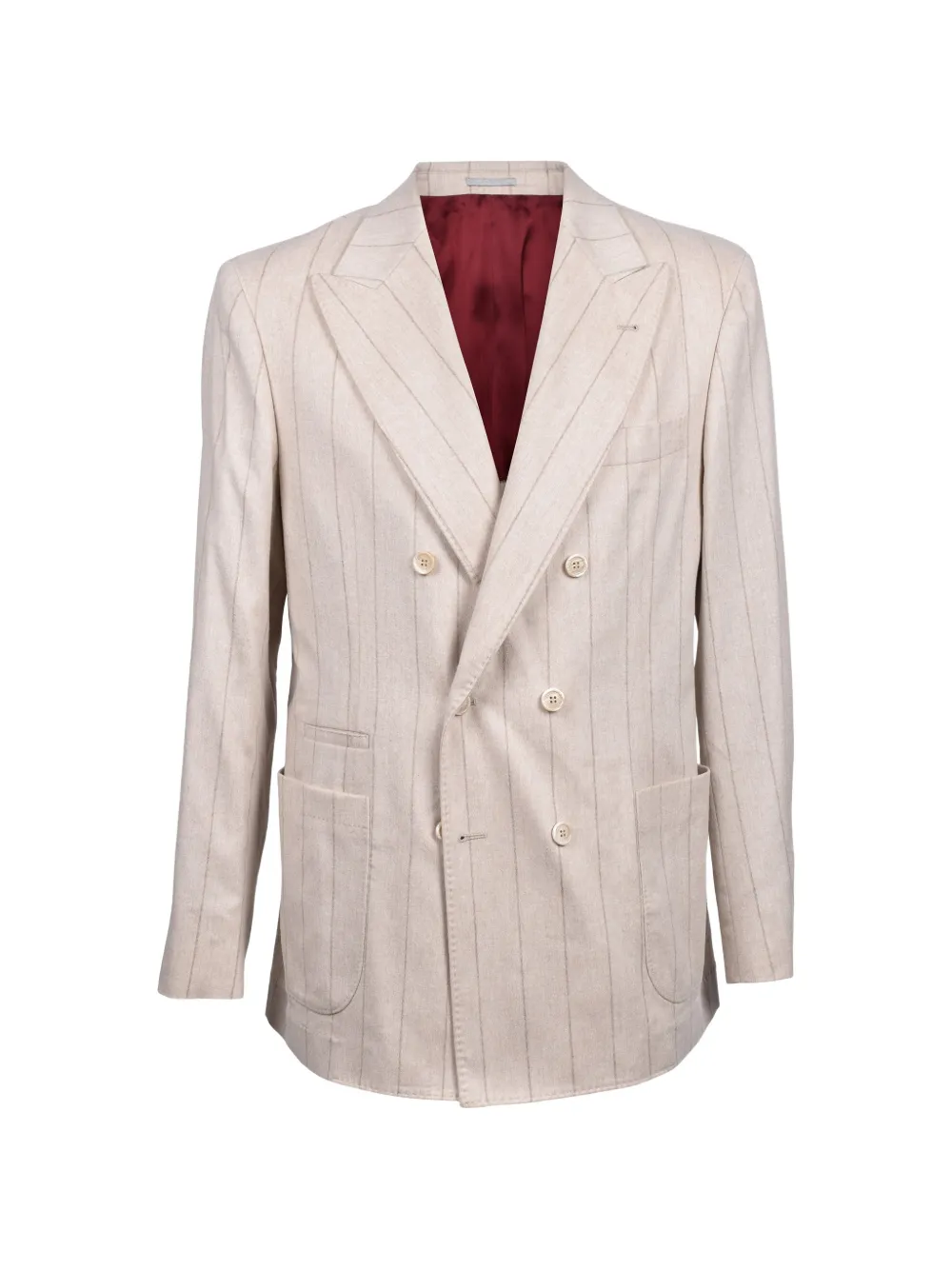 Brunello Cucinelli double-breasted pinstripe suit - Toni neutri