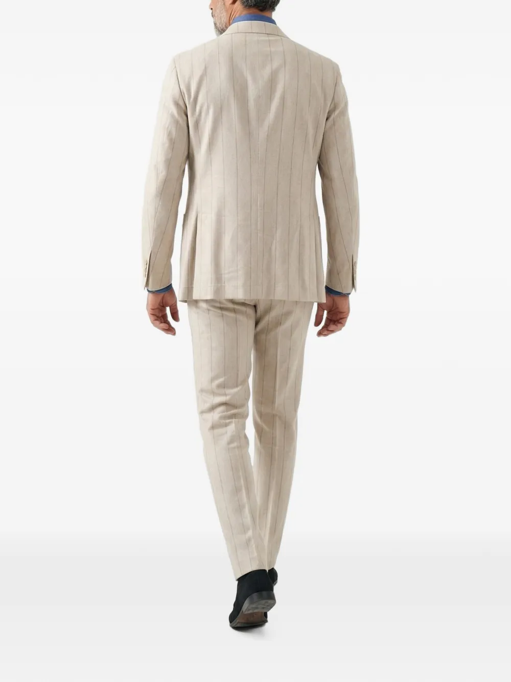 Brunello Cucinelli Pak met krijtstreep en dubbele rij knopen Beige