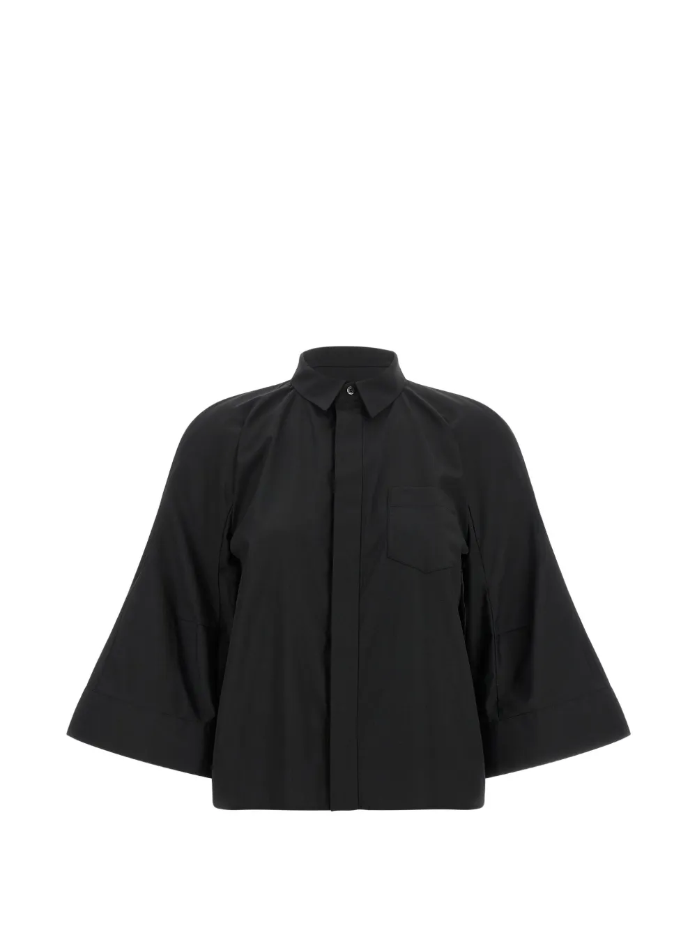 sacai pleated-back raglan-sleeve shirt