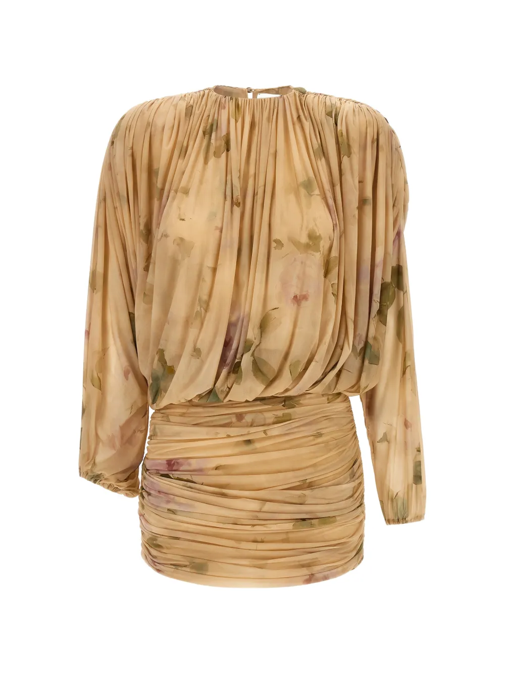 Magda Butrym floral-print draped mini dress - Toni neutri