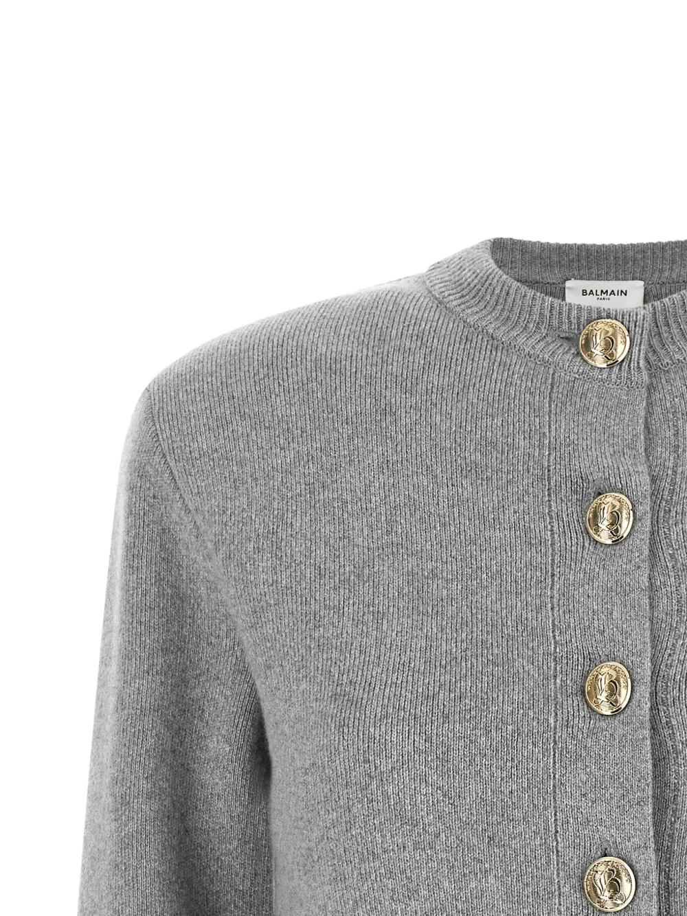 Balmain Vest met gegraveerde knoop en ronde hals Grijs