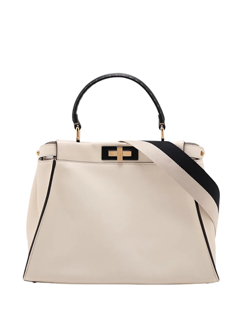 Fendi Pre-Owned 2010-2026 Medium Leather Selleria Peekaboo Iconic satchel - Bianco